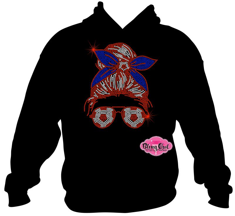 Mom Bun Soccer Glasses Messy Hair soccer_mom spirit_wear rhinestones sparkle bling