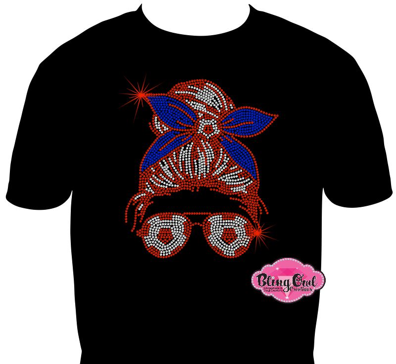 Mom Bun Soccer Glasses Messy Hair soccer_mom spirit_wear rhinestones sparkle bling