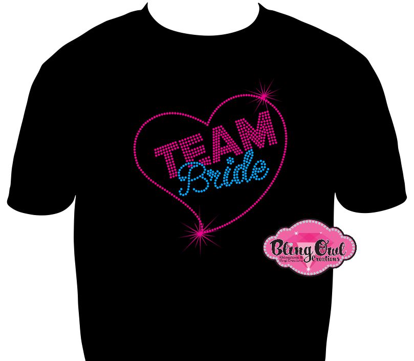 team bride bridal_tribe rhinestone_ladies_bling_tees sparkle bachelorette_party_outfit bridal_shower_tshirt bling_babes chic_and_casual