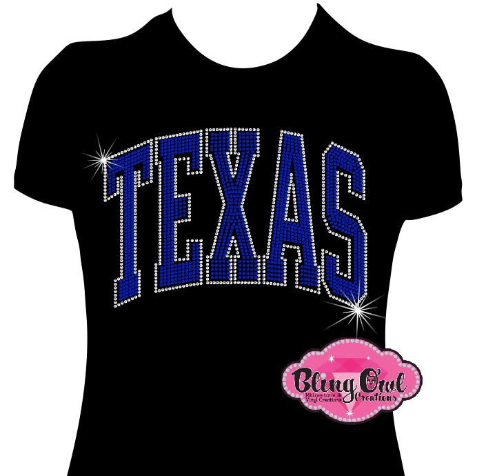 Texas Curve Rhinestone t-shirt state of Texas pride bigger in Texas
