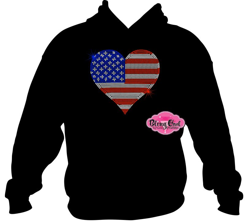 heart usa flag country pride america elections vote politics shirt rhinestones sparkle bling