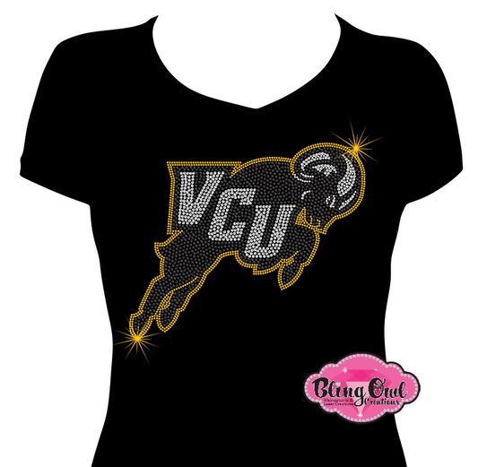 VCU Jumping Ram Vneck Fitted Short Sleeve