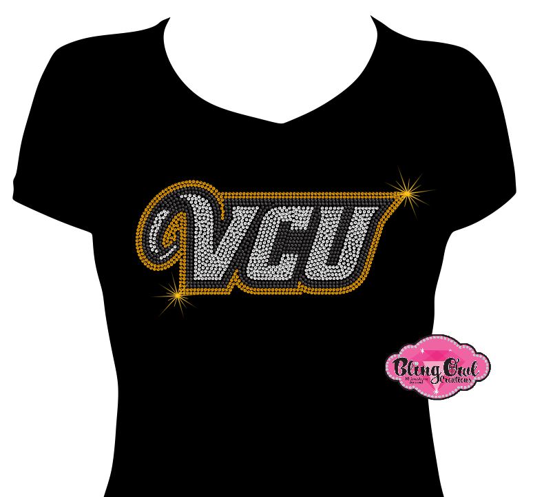 VCU Rams script underneath Women's Vneck Fitted Short Sleeve