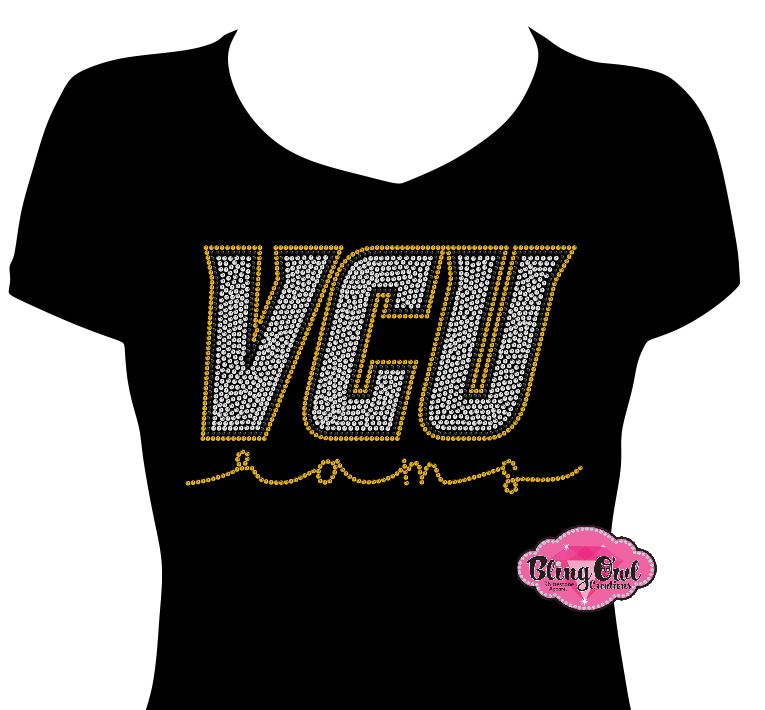 VCU Rams script underneath Womens Vneck Fitted Short Sleeve