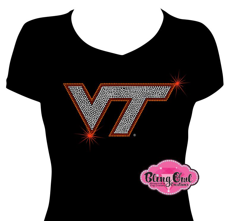 VT Virginia Tech Logo Vneck Fitted Tee