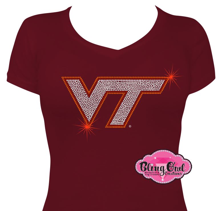VT Virginia Tech Logo Vneck Fitted Tee