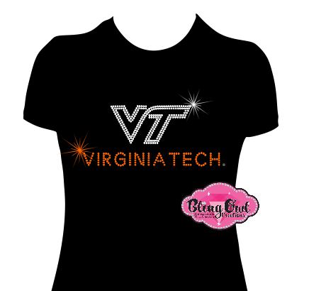 VT Virginia Tech line Logo Scoop Neck Fitted Tee Shirt