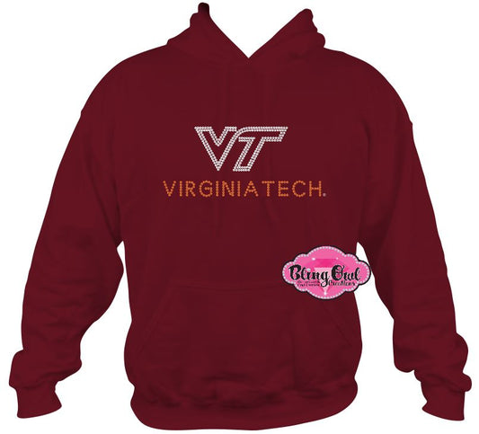 VT Virginia Tech line Logo Hoodie Sweatshirt