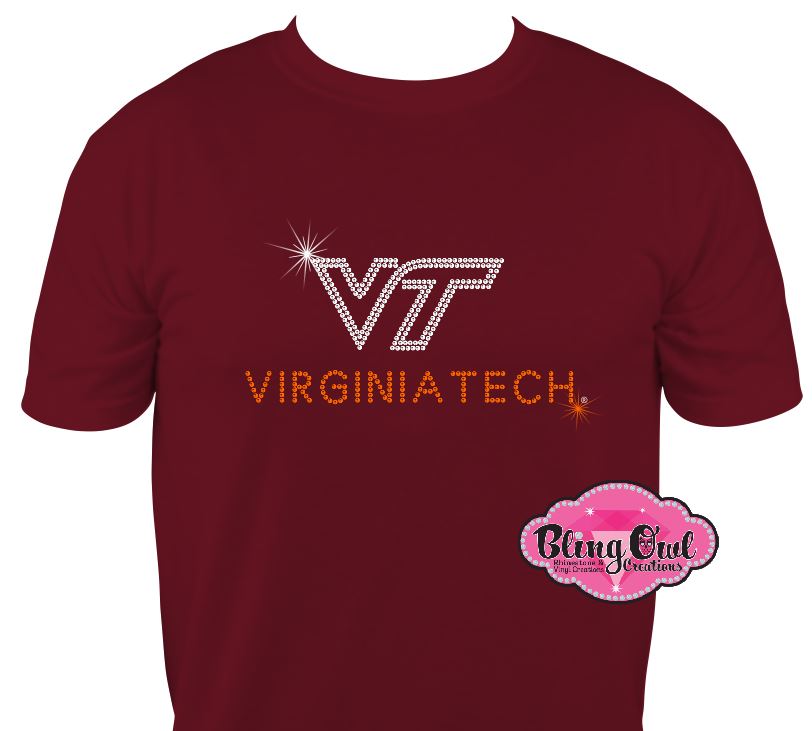 VT Virginia Tech line Logo Scoop Neck Unisex Tee Shirt