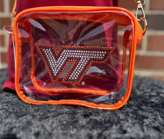 VT Clear Crossbody Purse with Bling Decal and Adjustable Strap