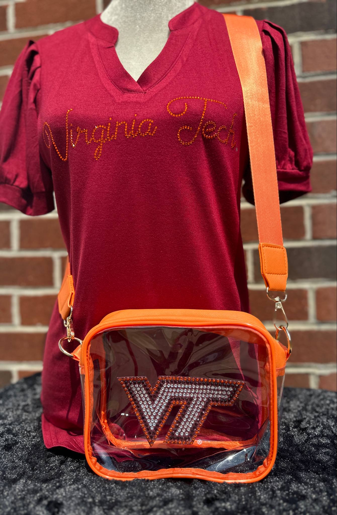 VT Clear Crossbody Purse with Bling Decal and Adjustable Strap