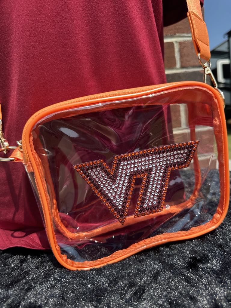 VT Clear Crossbody Purse with Bling Decal and Adjustable Strap