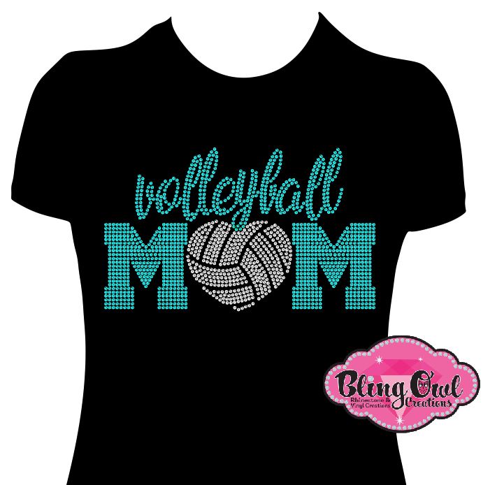 volleyball_mom_heart design shirt glam_vibes_outfit rhinestones sparkle bling volleyball mom