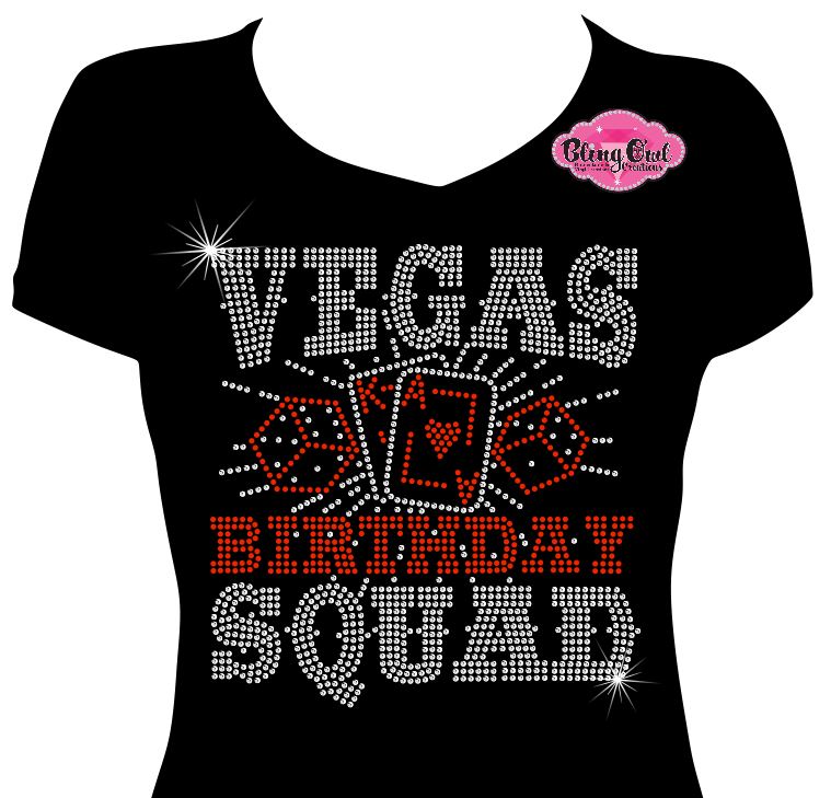 las vegas cards birthday squad celebration girls trip party rhinestone bedazzled sparkle bling