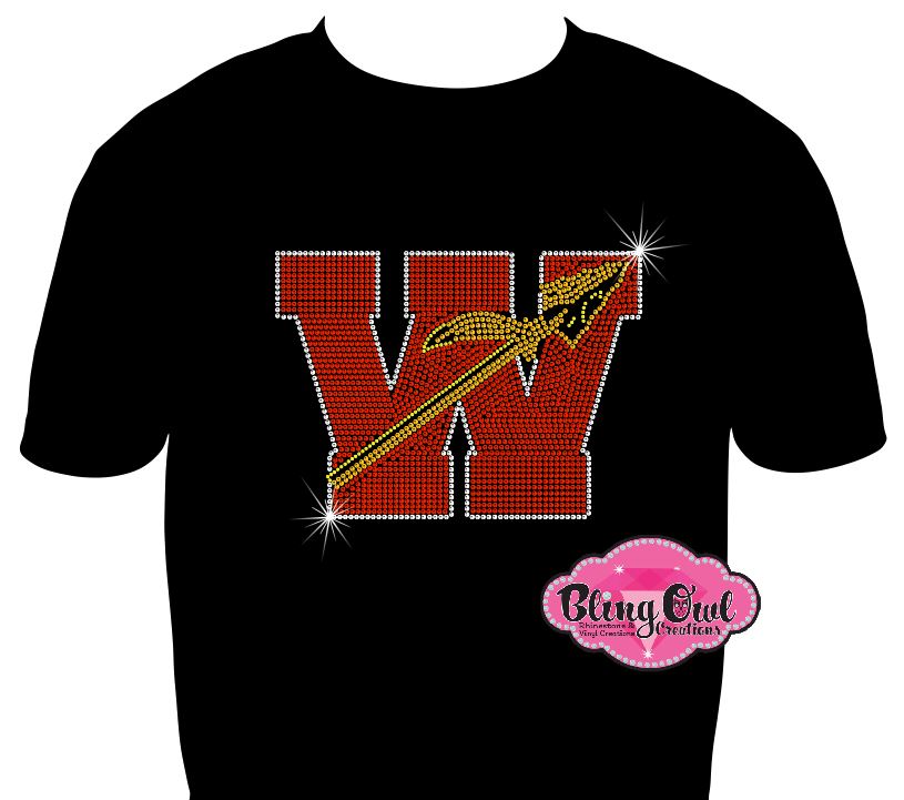 warriors w_spirit_wear team school spirit wear shirt rhinestones sparkle bling