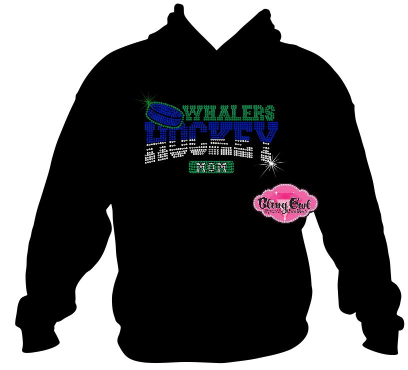 Whalers Hockey Mom shirt bedazzled rhinestones game day proud hockey mom