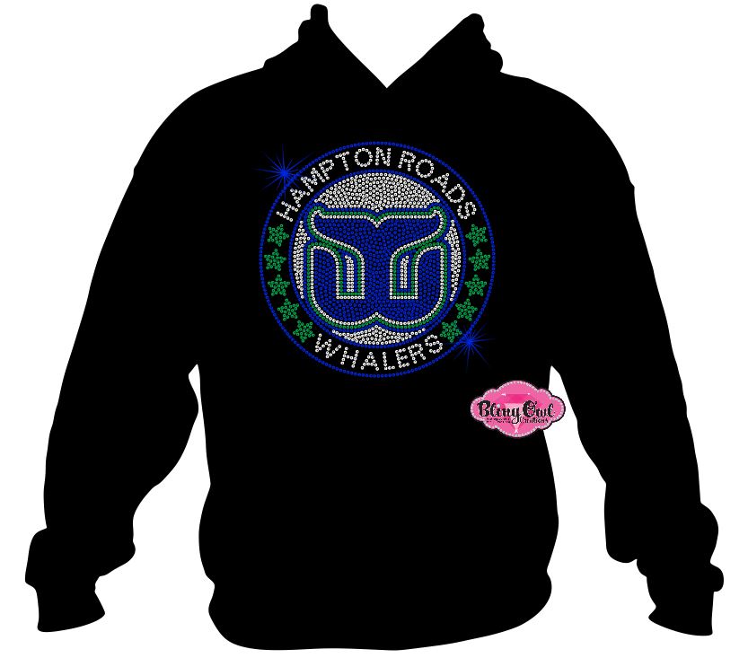 whalers nation hampton roads team spirit wear hockey mom tshirt bedazzled hockey sticks puck rhinestones sparkle