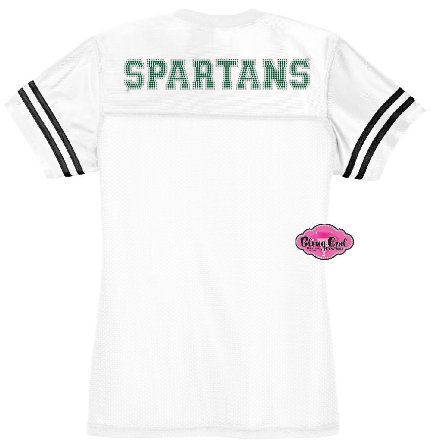MSU Football Bling Jersey Spartan Helmet Womens Cut
