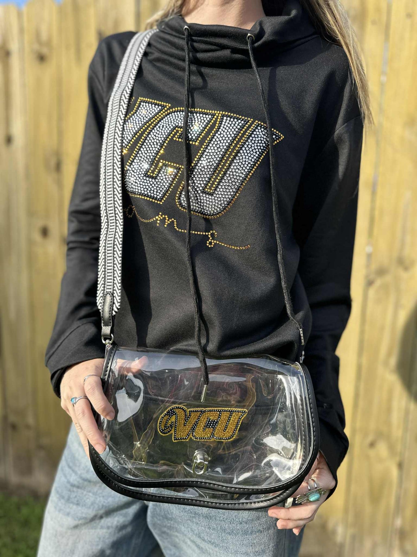 VCU Oval Clear Crossbody Purse with Bling Logo