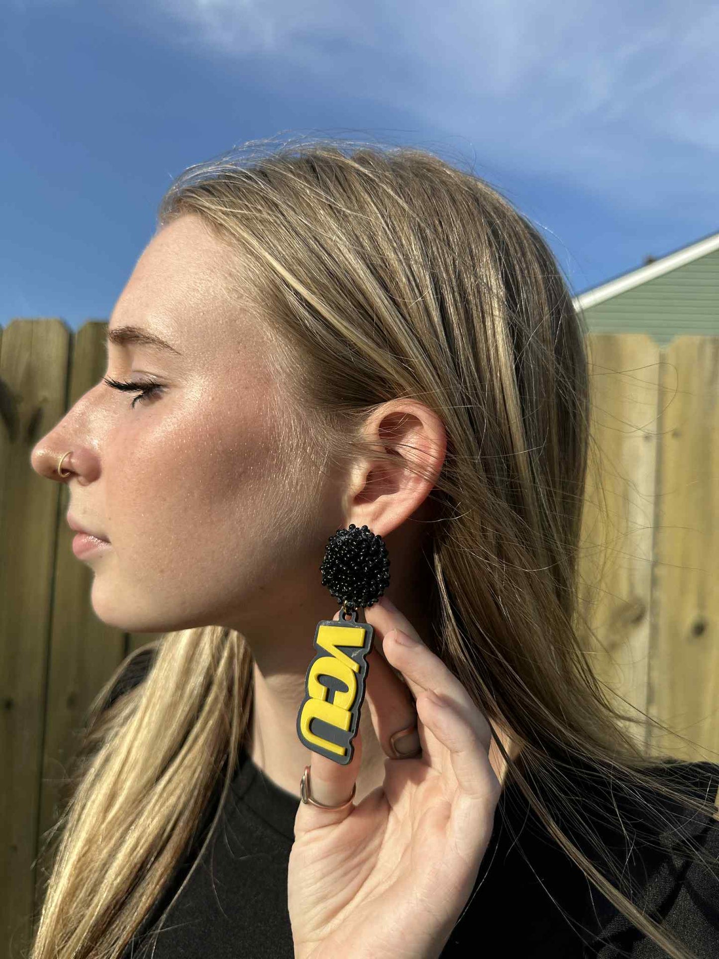VCU Initials Acrylic Earrings- 2 Layer