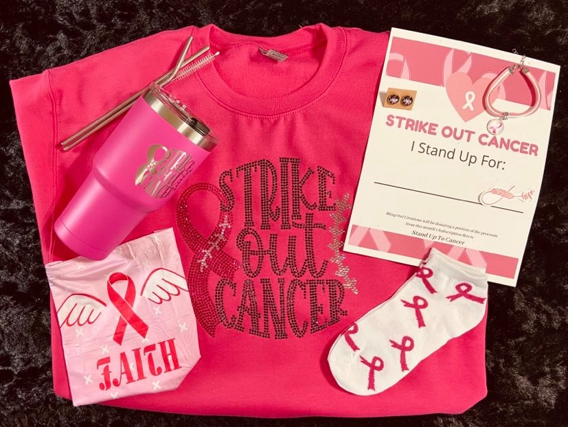 strike_out_cancer sweatshirt rhinestones sparkle bling