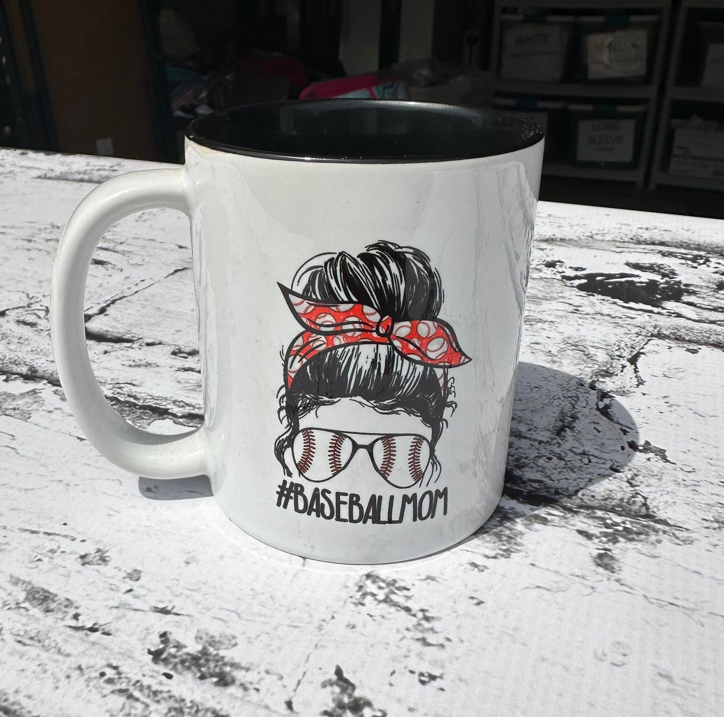 Baseball Mama Mug Messy Bun
