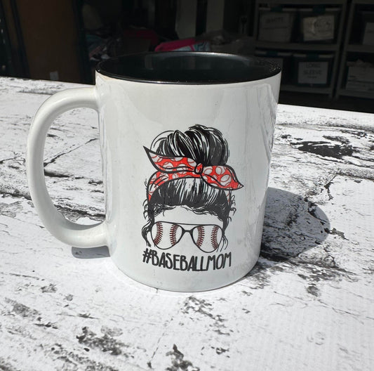 Baseball Mama Mug Messy Bun