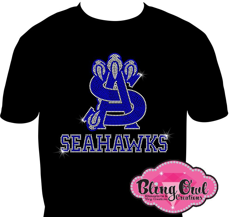 atlantic shores_seahawks school spirit logo_school spirit wear_school spirit mascot_cheer school_colors_apparel game_day_swetshirt pep_rally_outfit pep_club shirts rhinestones sparkles bling