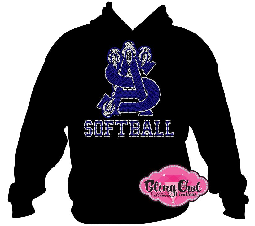 atlantic shores_softball school_spirit_wear_logo school_spirit_mascot_school_spirit_colors rhinestones sparkle bling