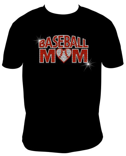 baseball_mom_heart shirt sports tee rhinestones sparkle bling