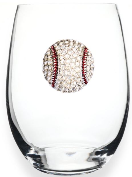 Baseball Stemless Wine Glass
