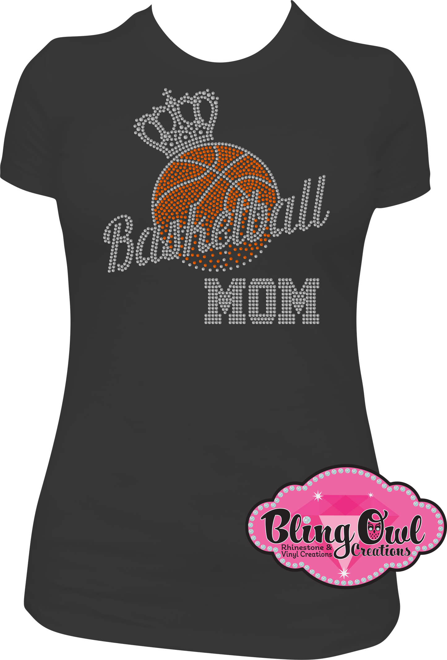 basketball_mom crown spirit_wear rhinestones sparkle bling transfer