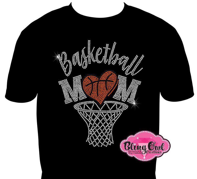 basketball_mom design rhinestones sparkle bling transfer