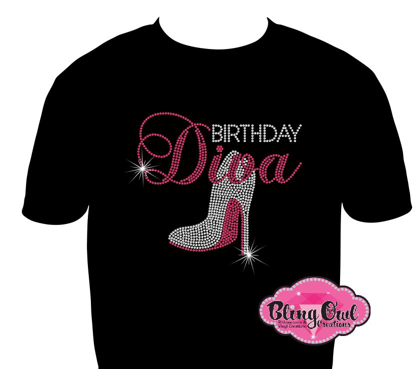 birthday_diva_heel design unisex shirt rhinestones sparkle bling