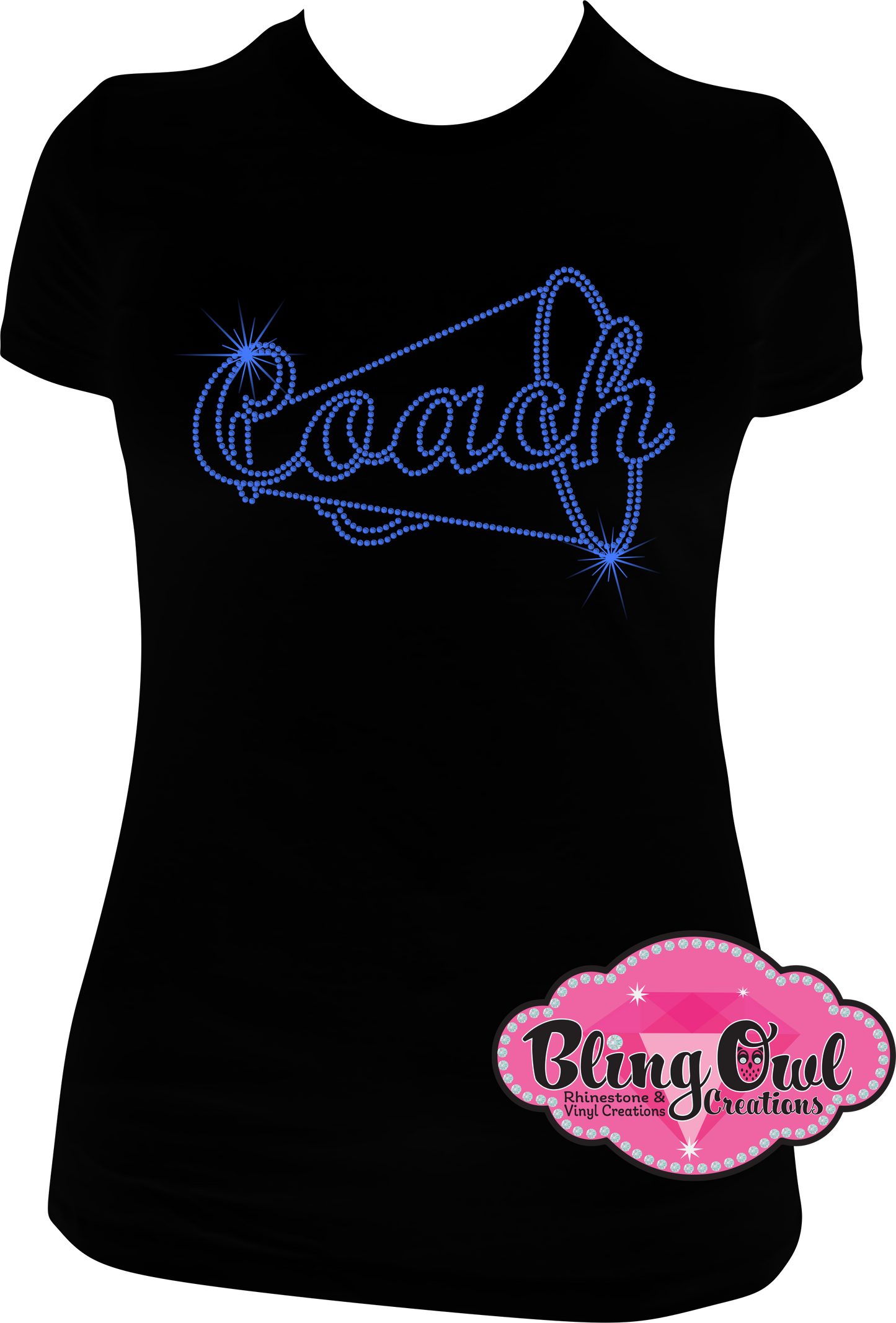 cheer_coach with megaphone rhinestones sparkle bling transfer
