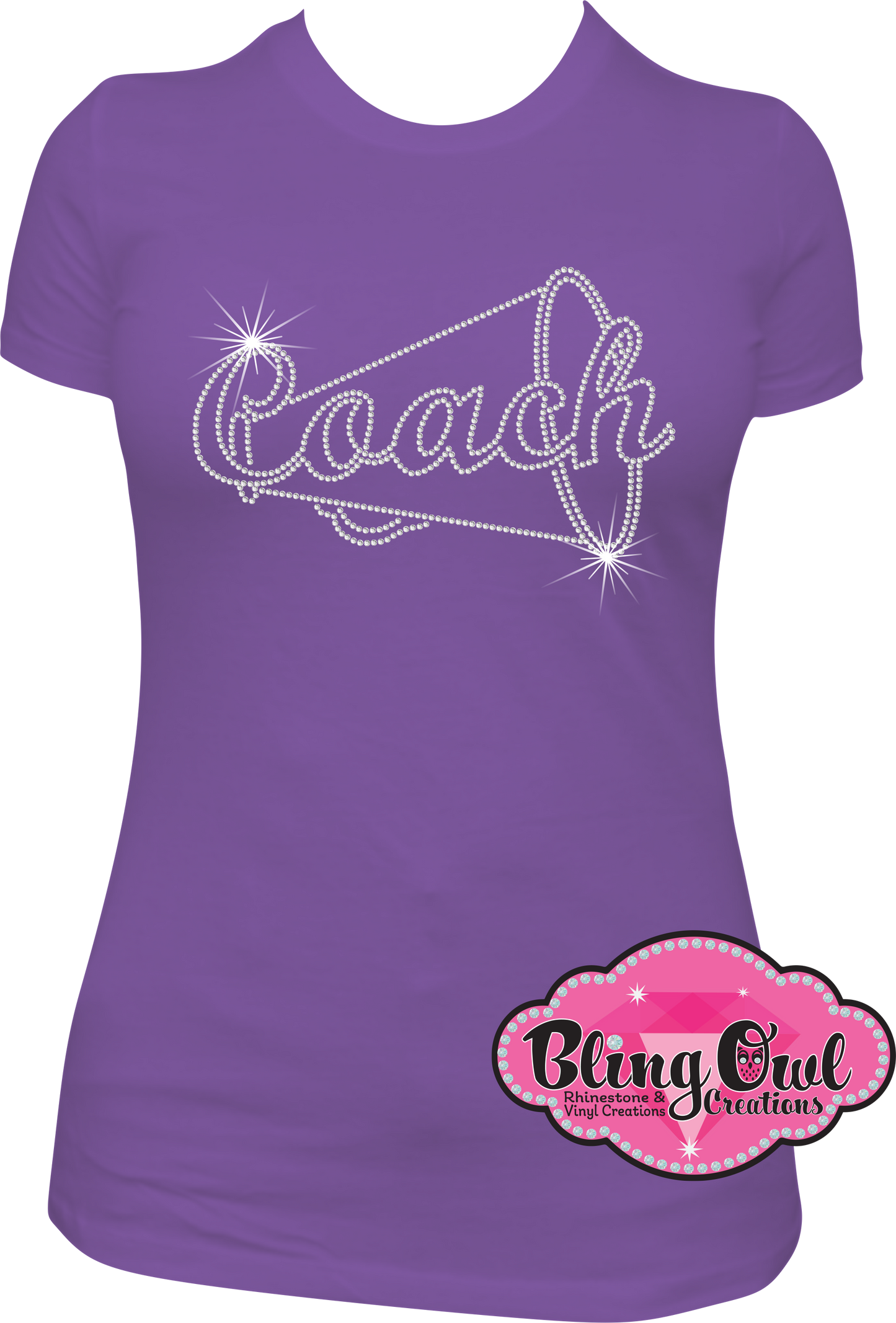 cheer_coach with megaphone rhinestones sparkle bling transfer