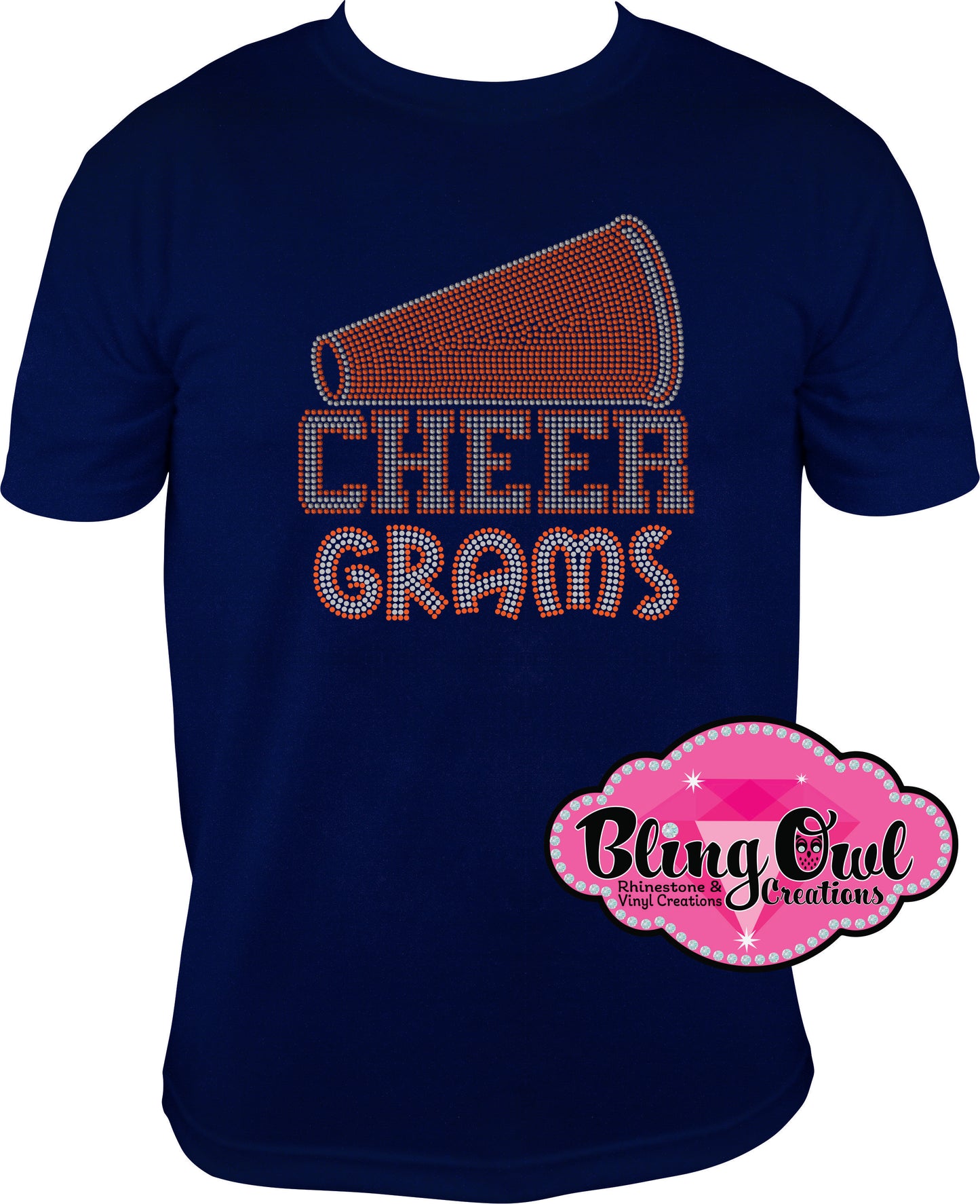 cheer_grams with_megaphone school_spirit_wear rhinestones sparkle bling transfer
