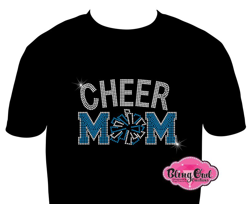 cheer_mom pom_pom design shirt rhinestones sparkle bling