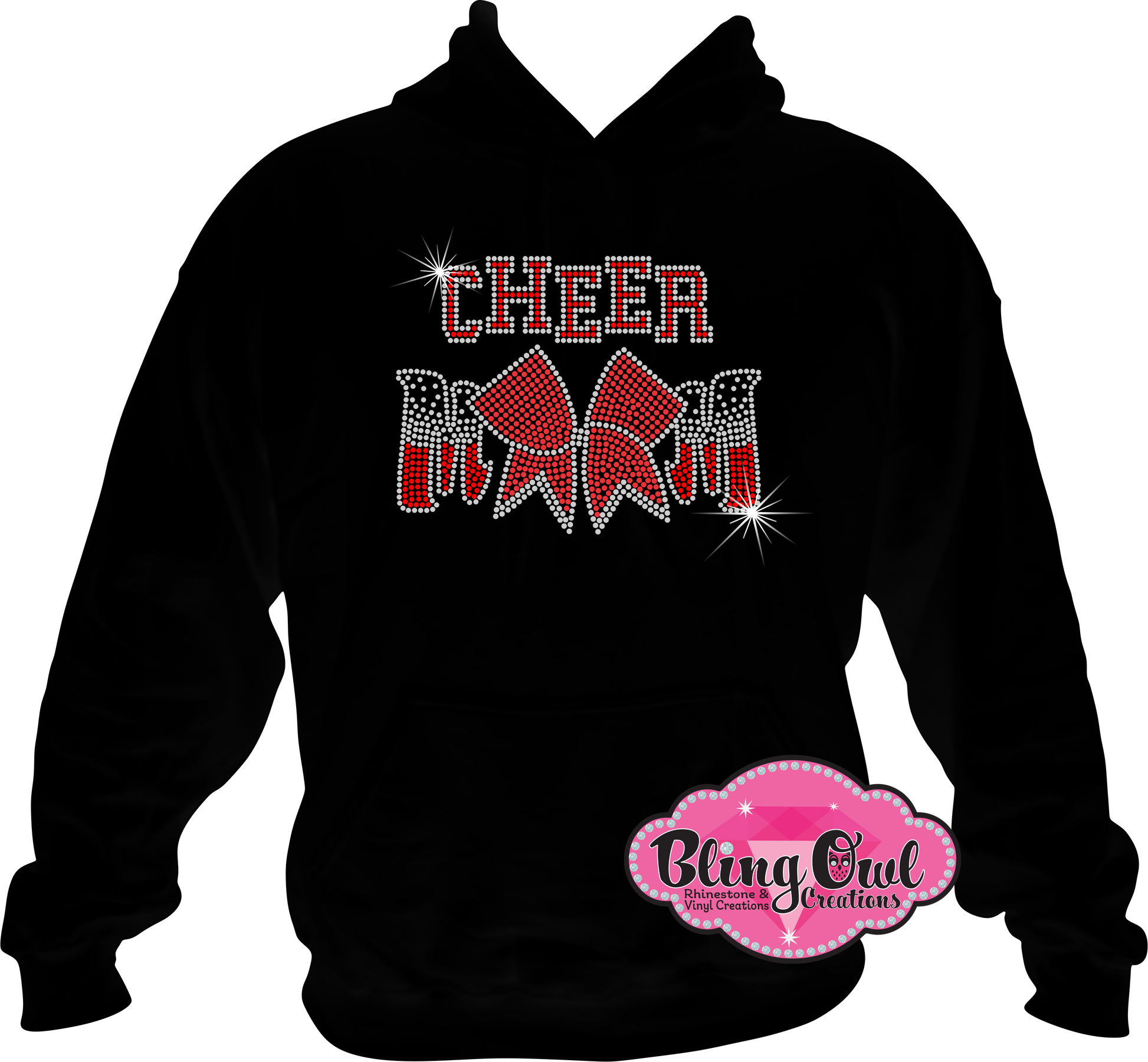 cheer_mom with bow rhinestones sparkle bling transfer