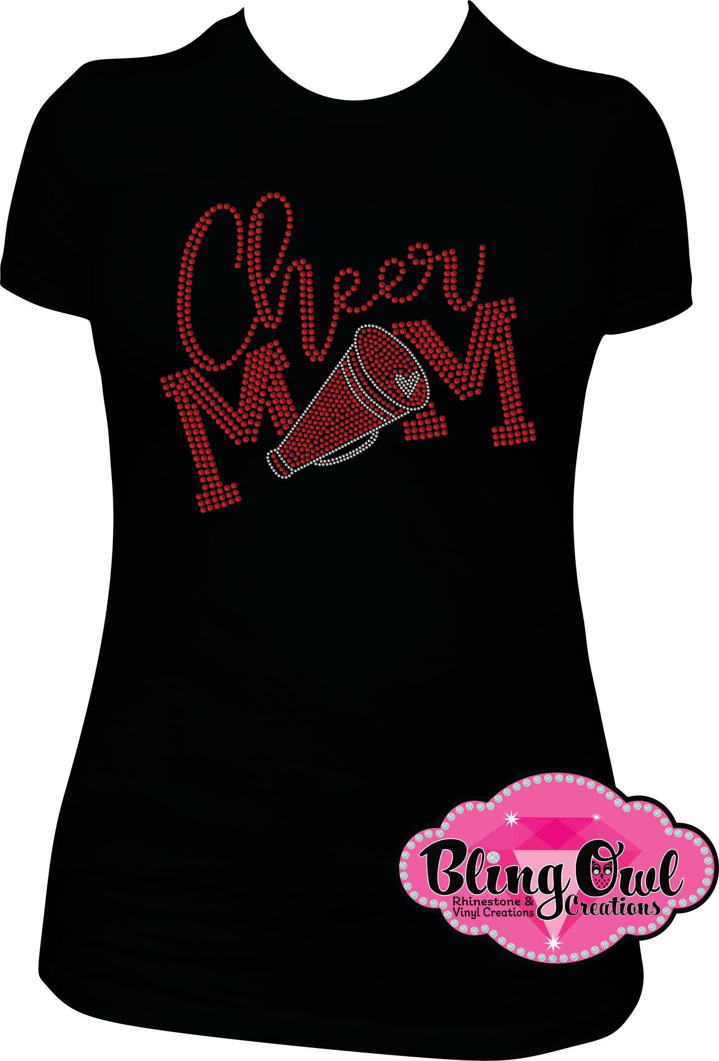 cheer_mom megaphone rhinestones sparkle bling transfer