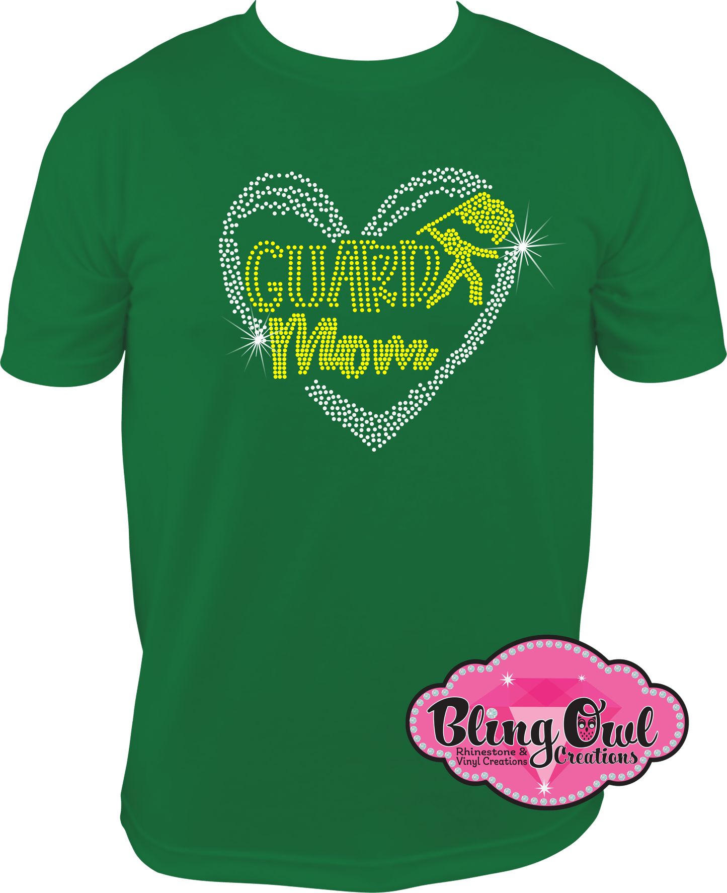 guard_mom_heart spirit_wear rhinestones sparkle bling transfer