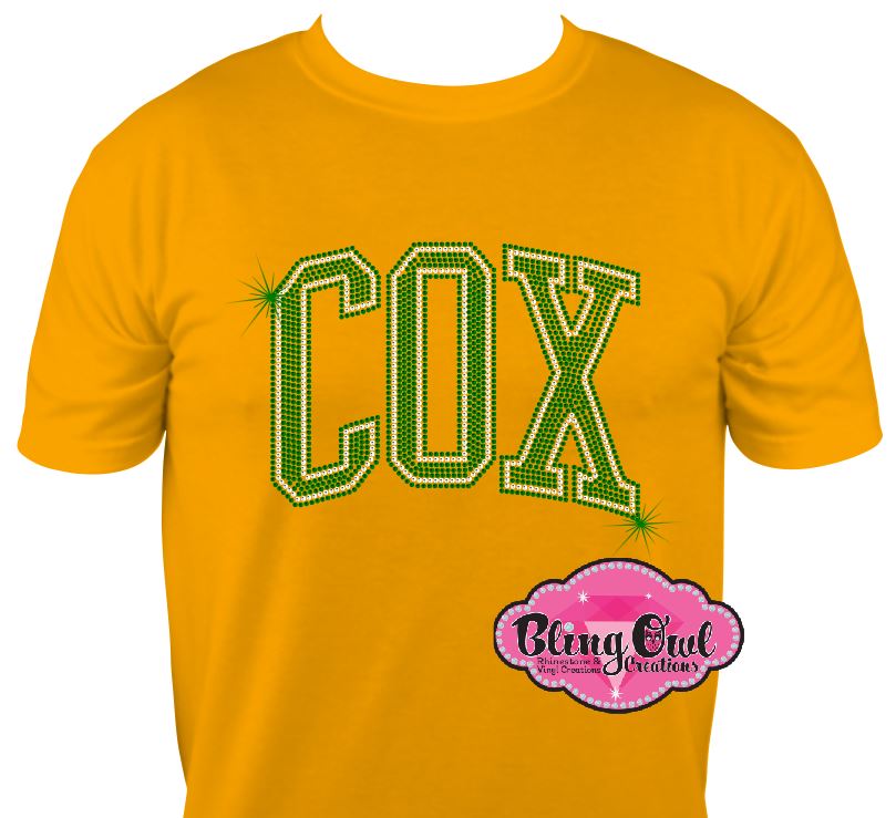 cox_school_logo_school spirit wear _rhinestone_sparkle_bling