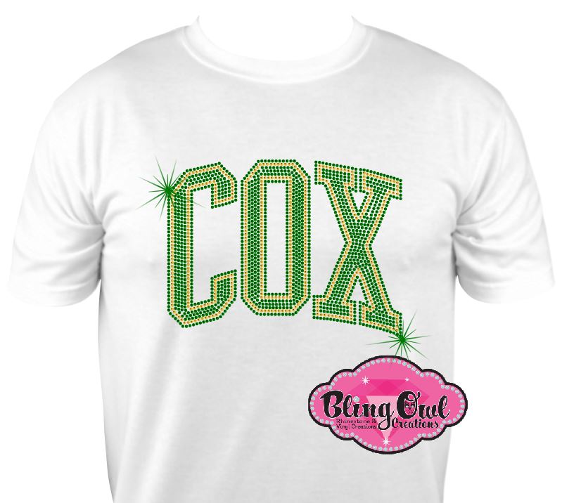 cox_school_logo_school spirit wear _rhinestone_sparkle_bling