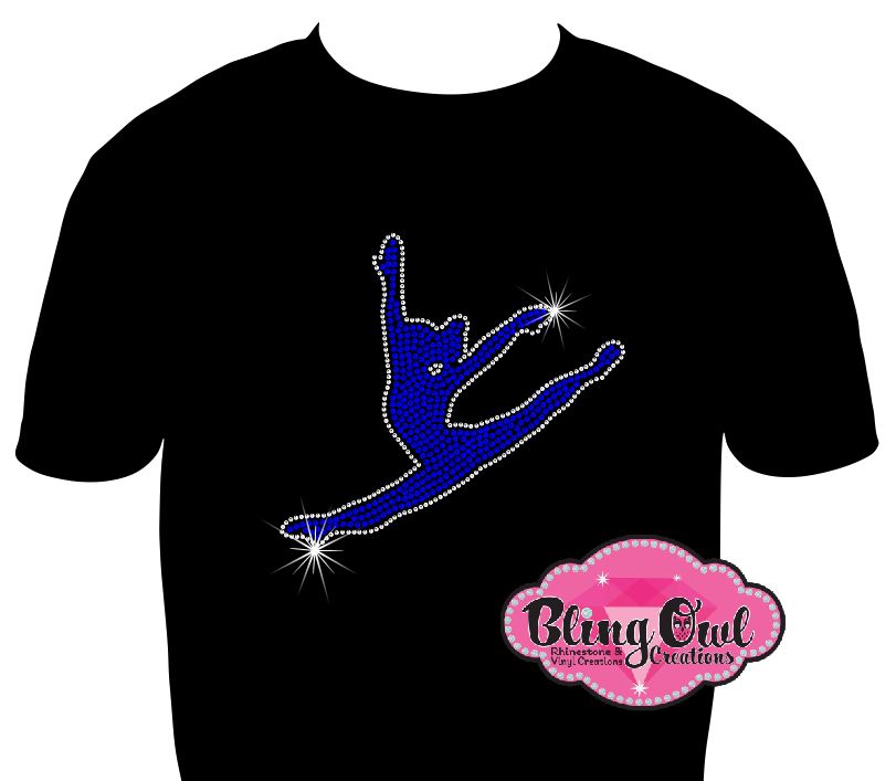 dancer_outline design shirt rhinestones sparkle bling transfer