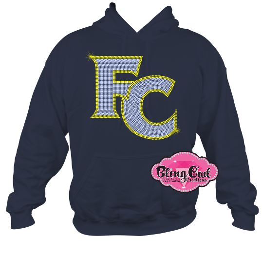 First Colonial FC Patriots shirt school spirit wear school spirit logo custom rhinestones sparkle bling