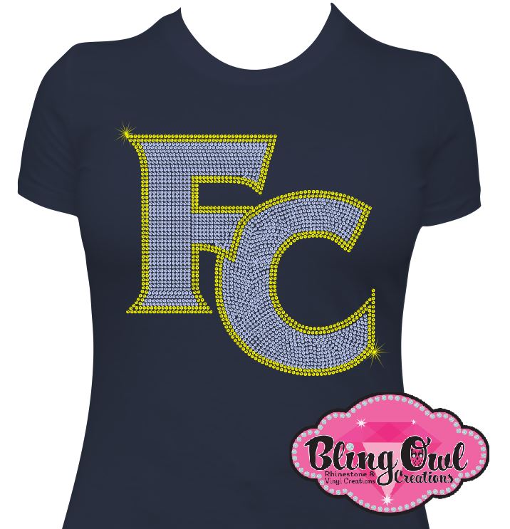 First Colonial FC Patriots shirt school spirit wear school spirit logo custom rhinestones sparkle bling