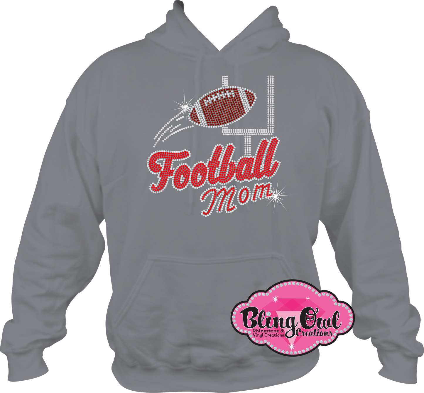 football_mom spirit_wear rhinestones sparkle bling transfer