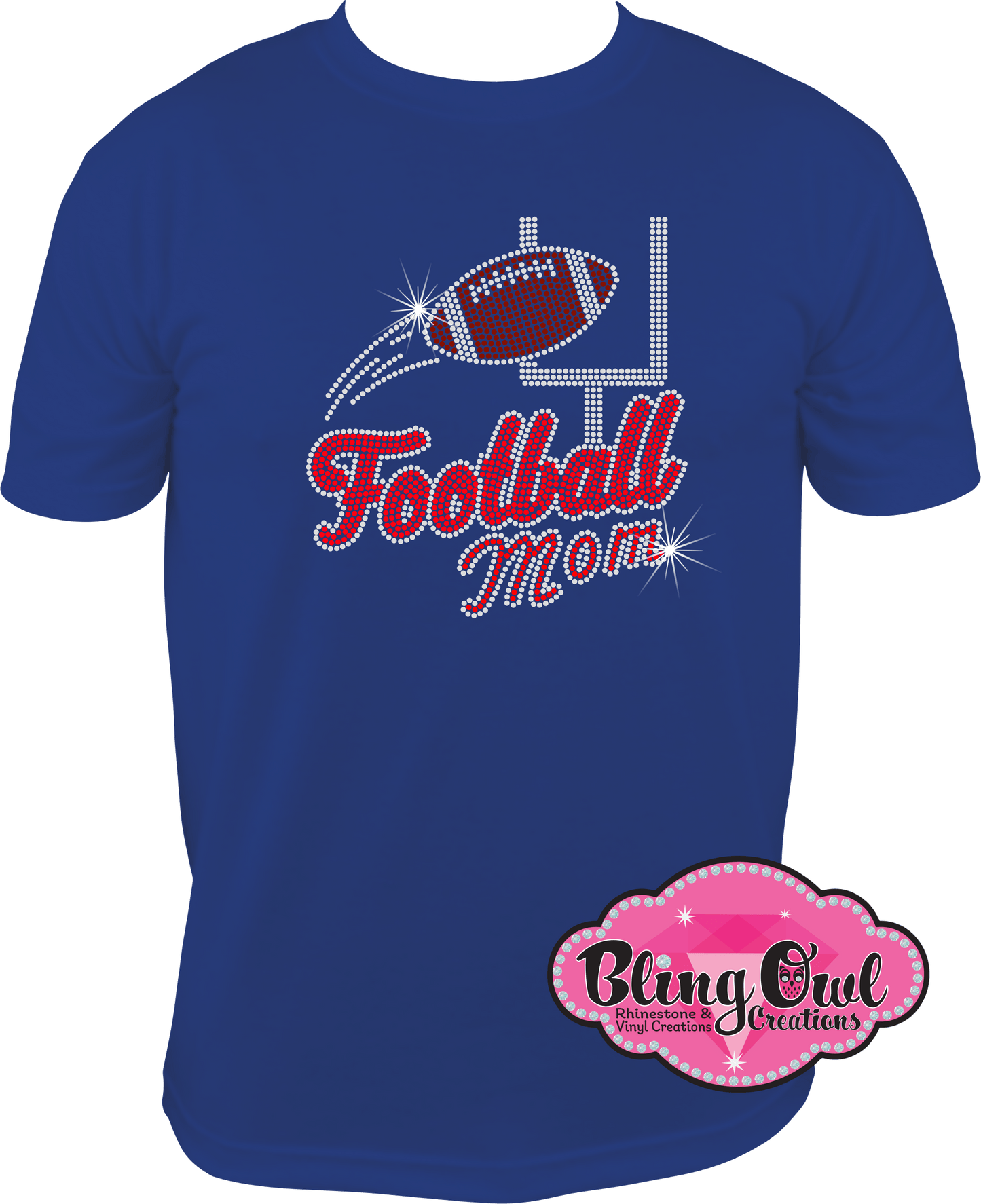 football_mom spirit_wear rhinestones sparkle bling transfer