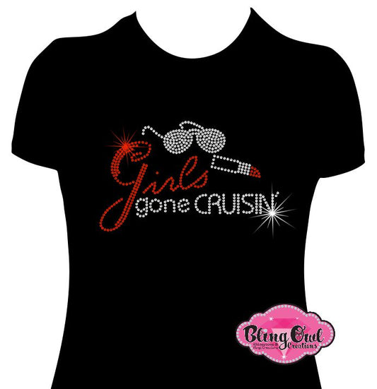 girls_gone_cruisin_lips_glasses design shirt cruise tshirt vacation wear rhinestone sparkle bling