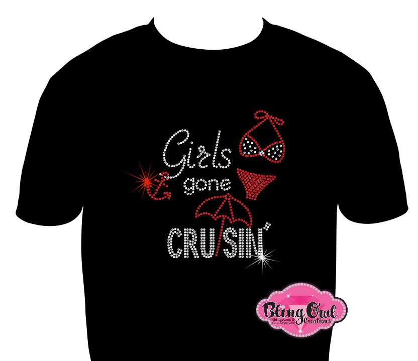 girls_cruisin_umbrella_suit design travel shirt cruise tshirt rhinestones sparkle bling